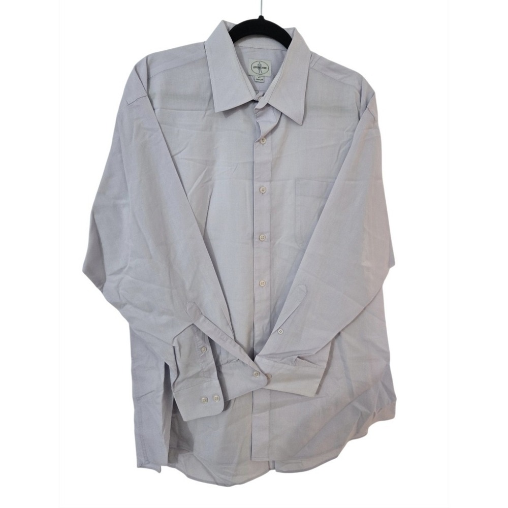 Linea Uomo Men's Dress Shirt Sz 17 32/33 Light Purple Lavender Button Down Solid